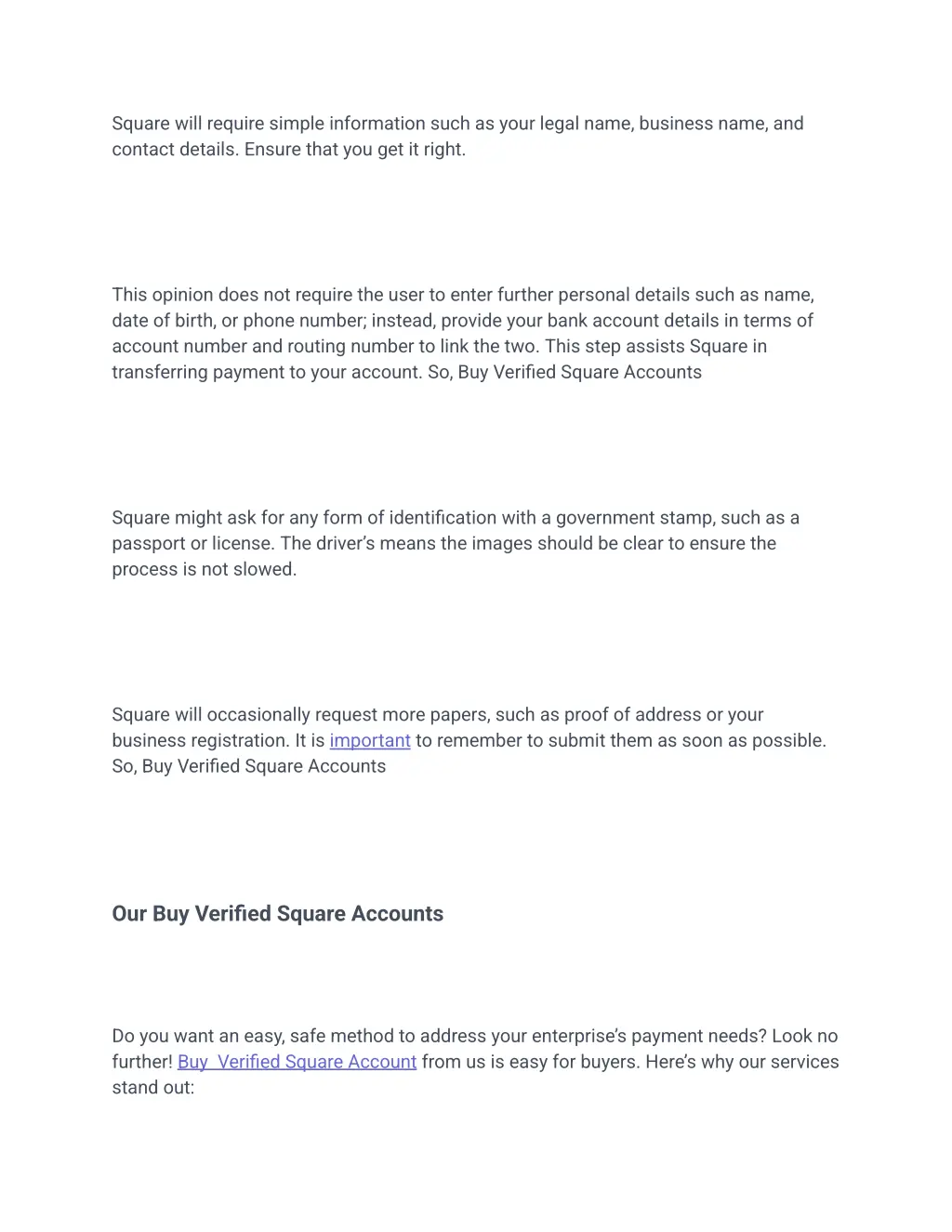square will require simple information such