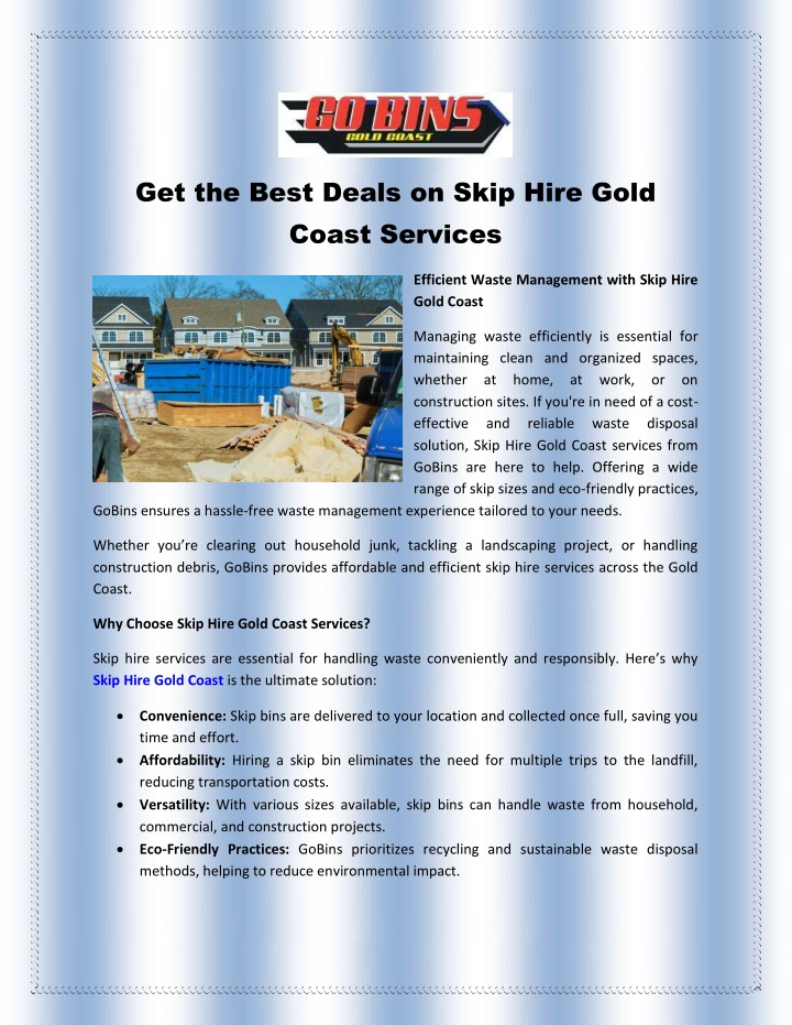 get the best deals on skip hire gold coast
