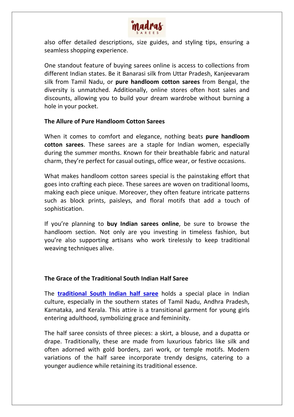 also offer detailed descriptions size guides