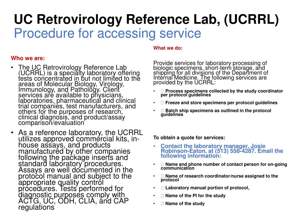 uc retrovirology reference lab ucrrl procedure