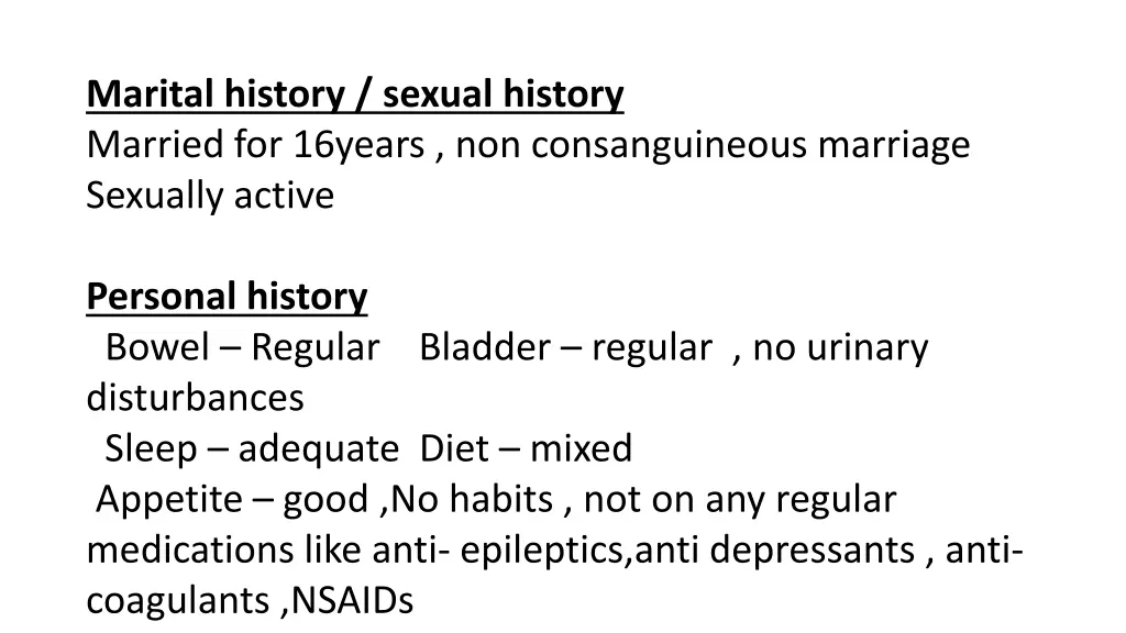 marital history sexual history married