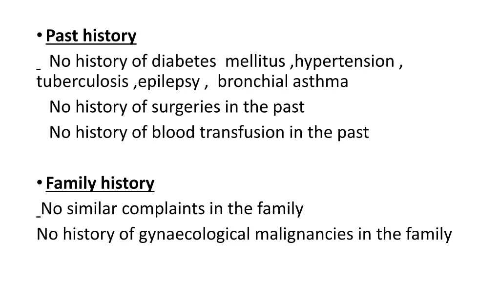past history no history of diabetes mellitus
