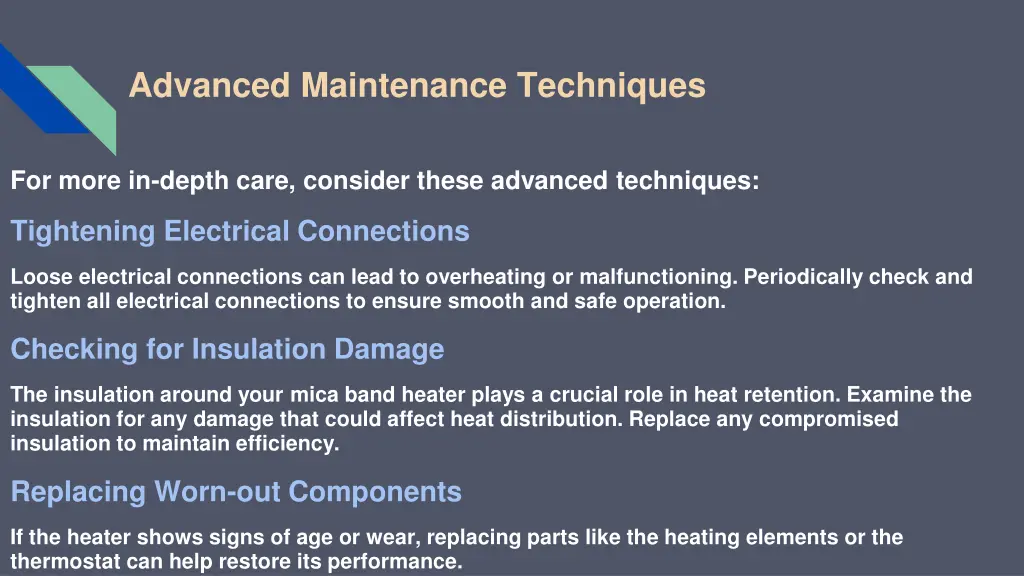 advanced maintenance techniques