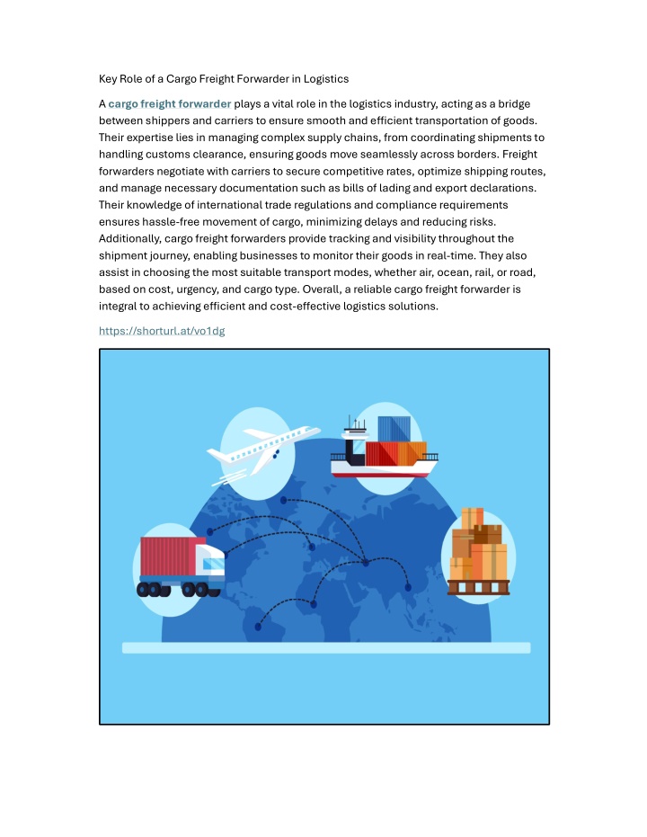 key role of a cargo freight forwarder in logistics