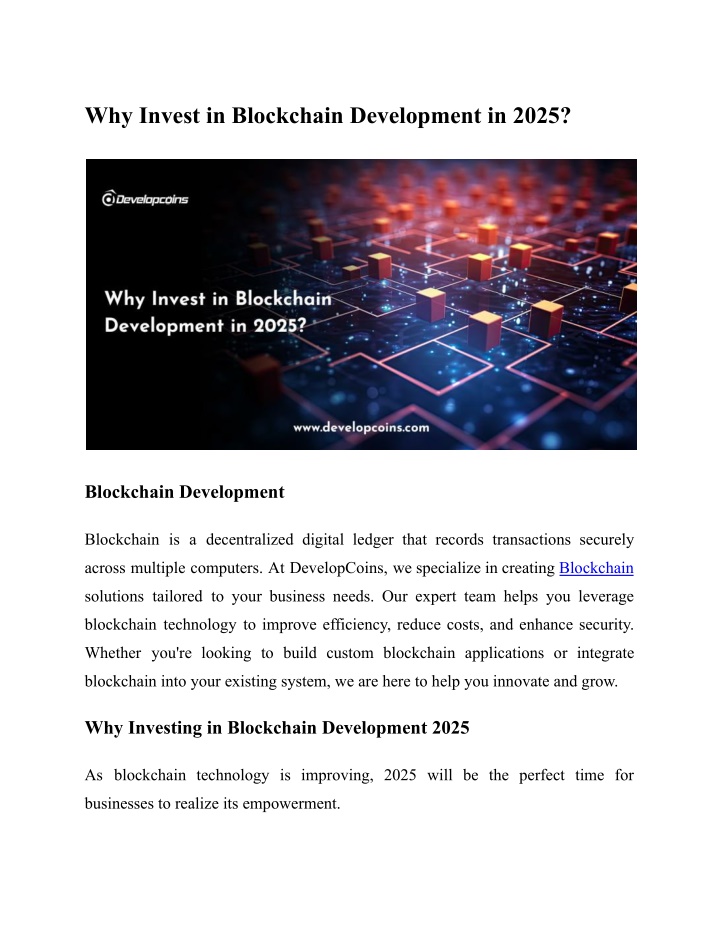 why invest in blockchain development in 2025