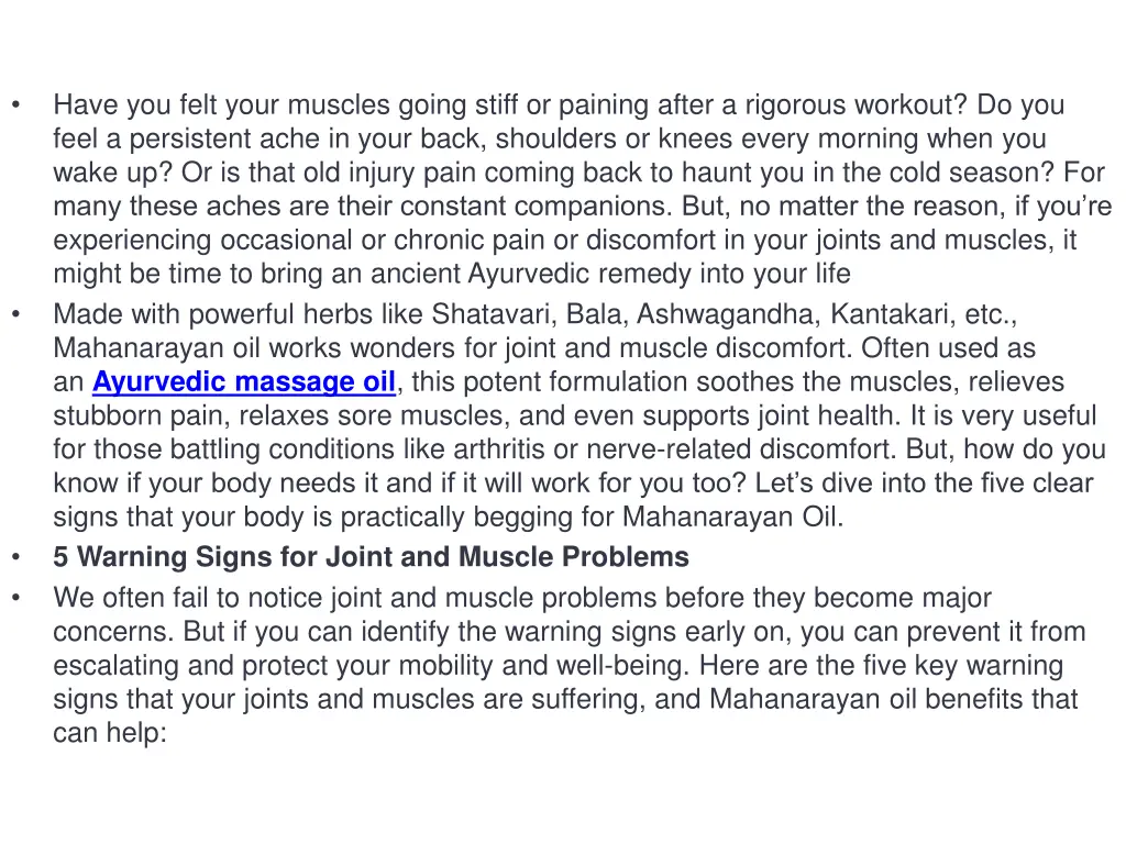 have you felt your muscles going stiff or paining