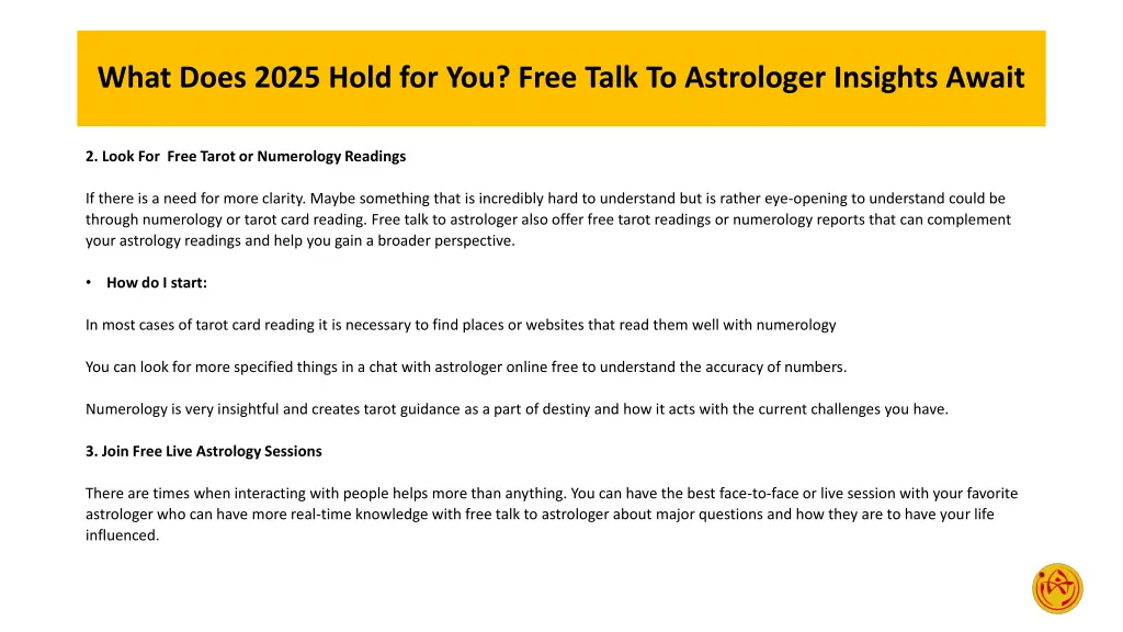 what does 2025 hold for you free talk 2