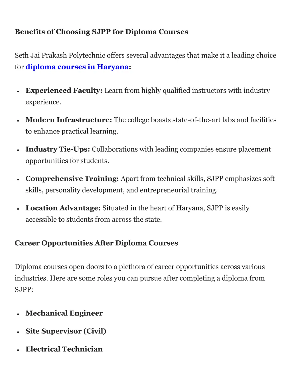 benefits of choosing sjpp for diploma courses