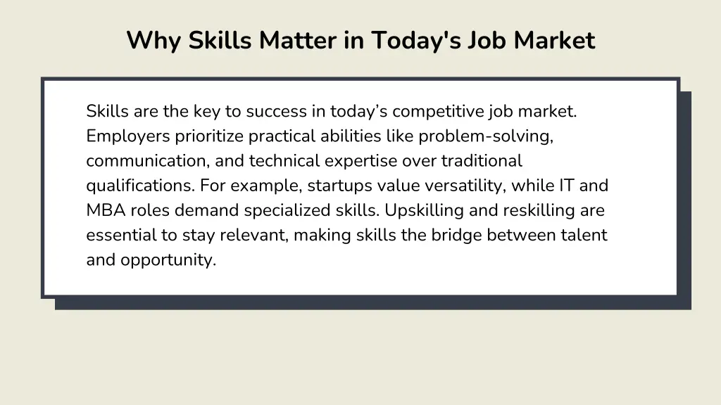 why skills matter in today s job market