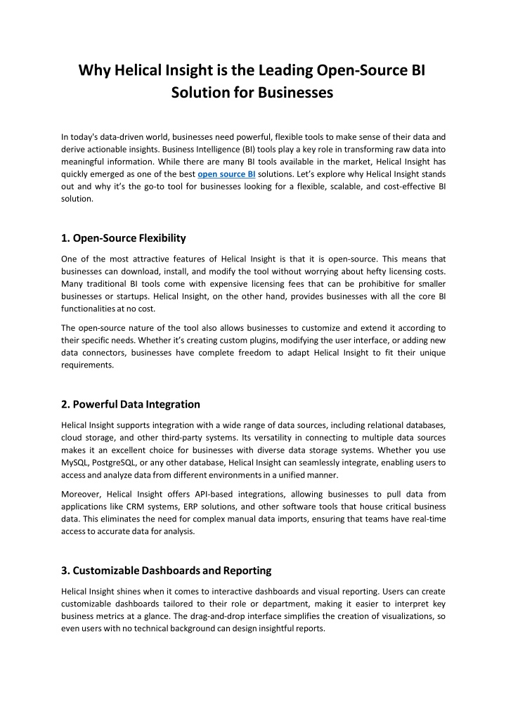 why helical insight is the leading open source