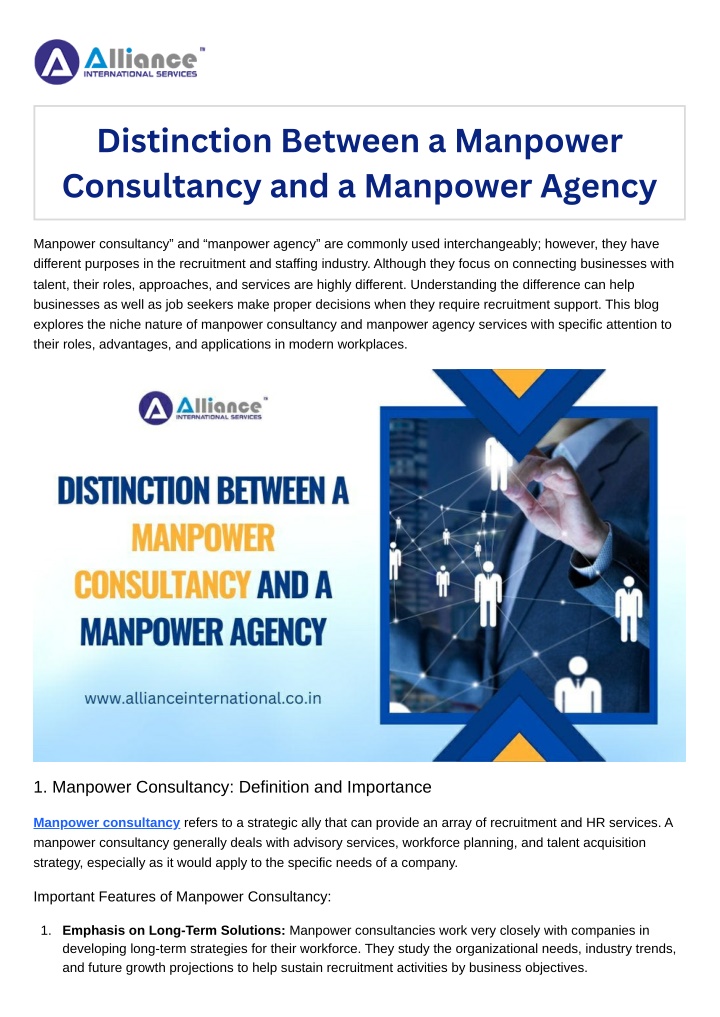 distinction between a manpower consultancy