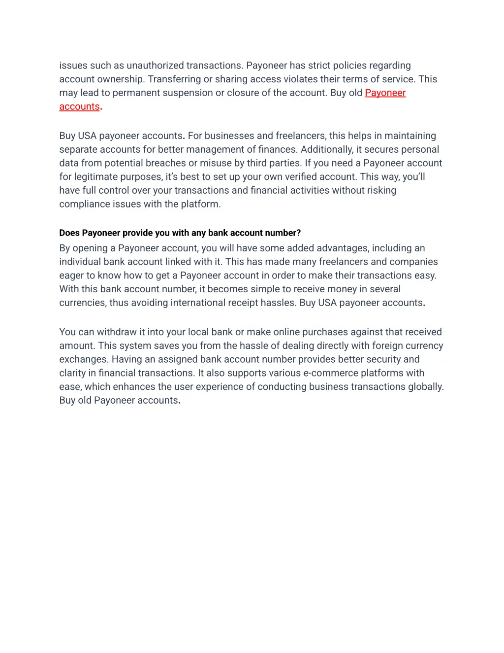 issues such as unauthorized transactions payoneer