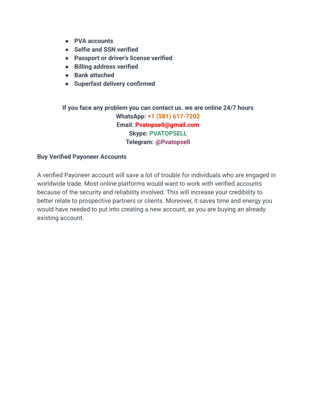 pva accounts selfie and ssn verified passport