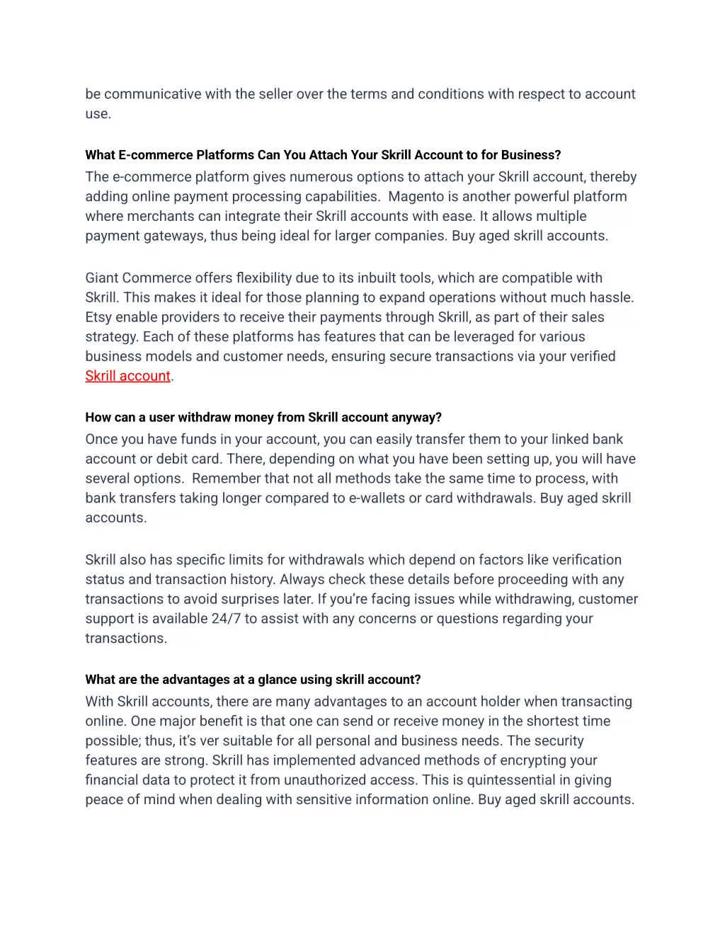 be communicative with the seller over the terms