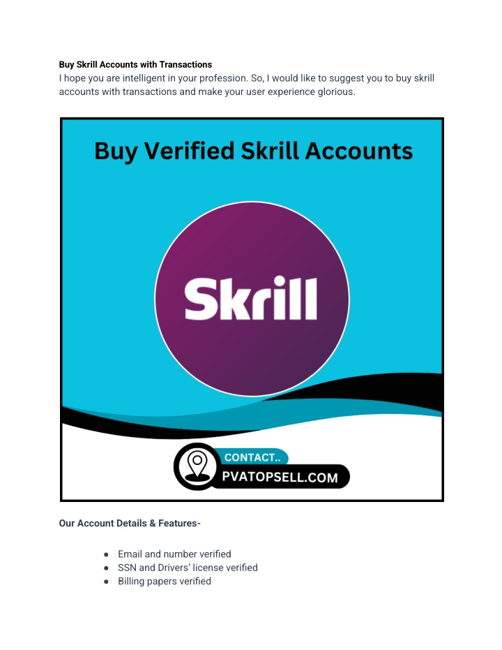 buy skrill accounts with transactions i hope