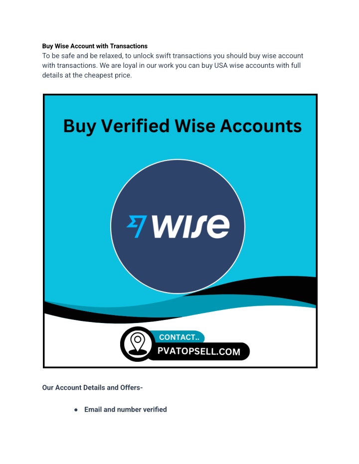 buy wise account with transactions to be safe