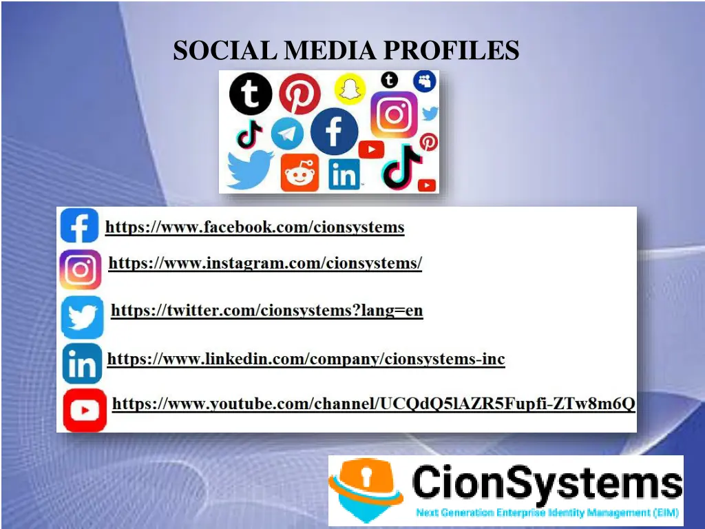 social media profiles