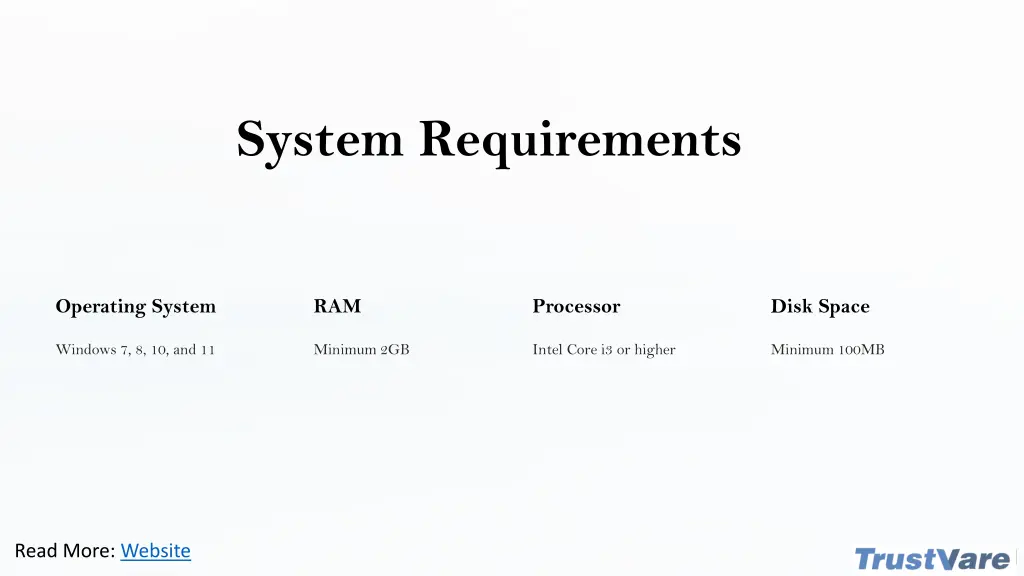 system requirements