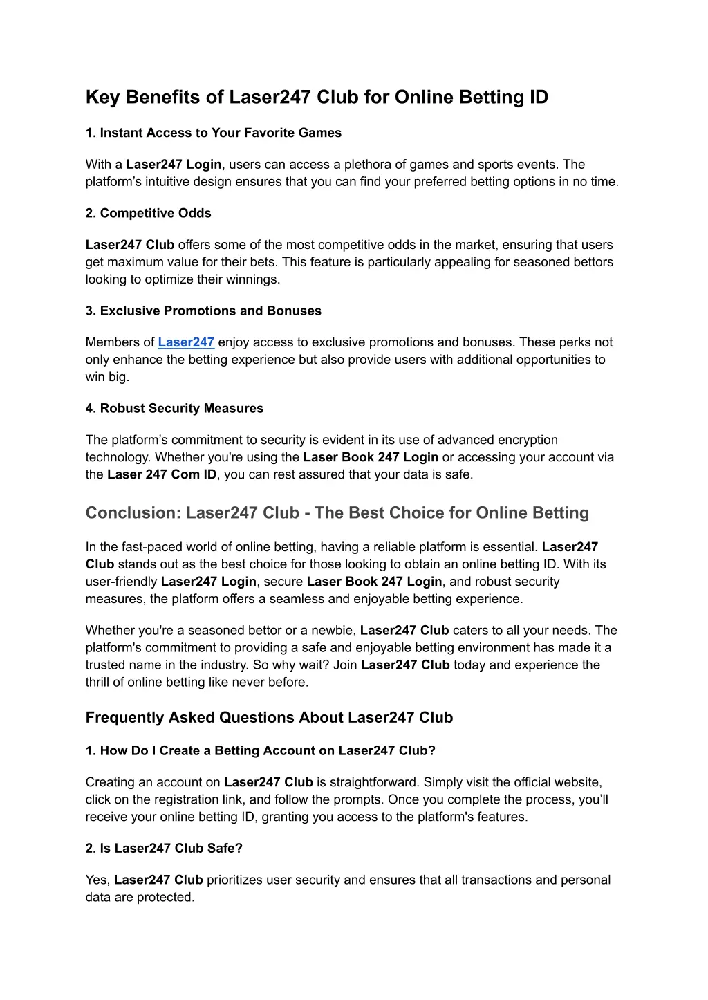 key benefits of laser247 club for online betting