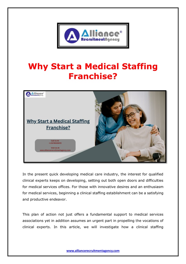 why start a medical staffing franchise