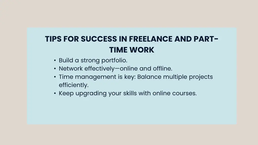 tips for success in freelance and part time work