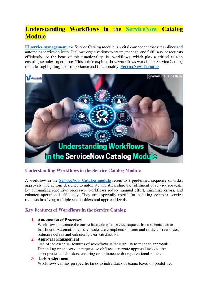 understanding workflows in the servicenow catalog