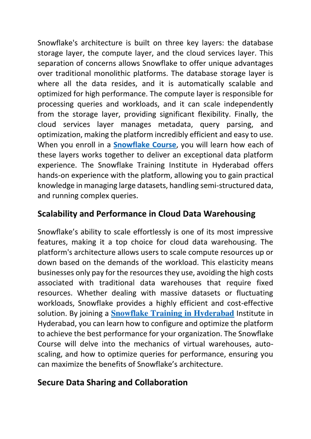 snowflake s architecture is built on three