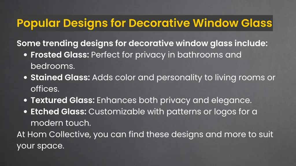 popular designs for decorative window glass