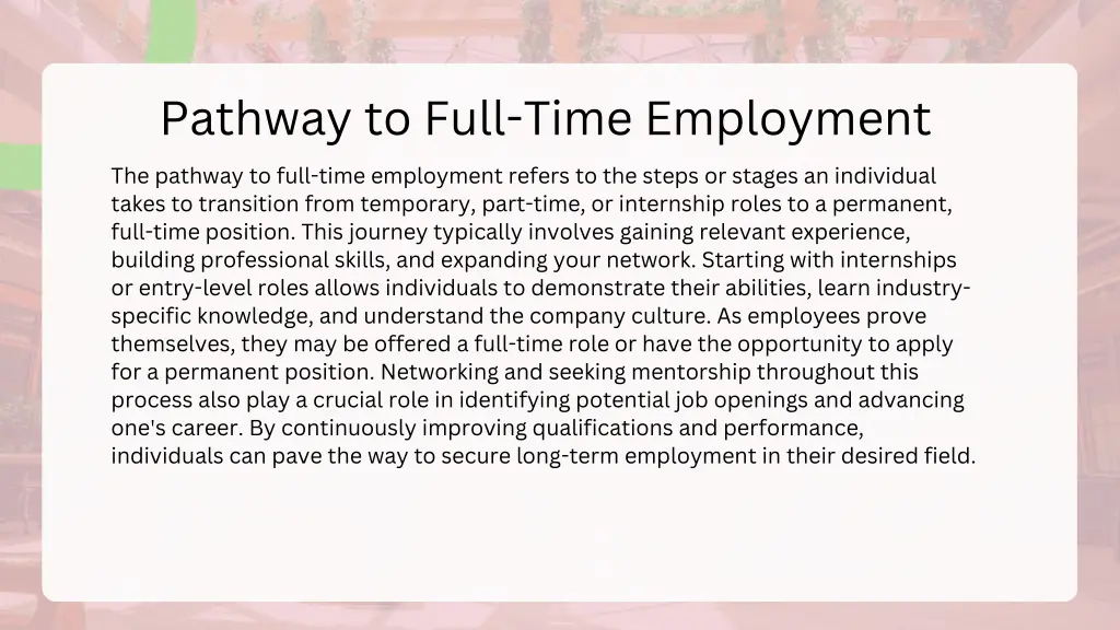 pathway to full time employment