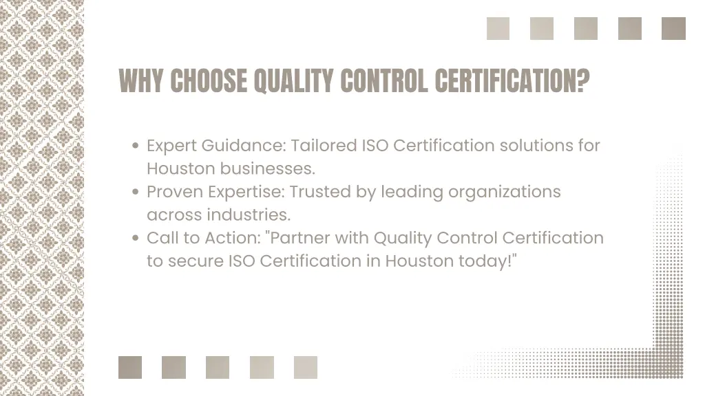 why choose quality control certification