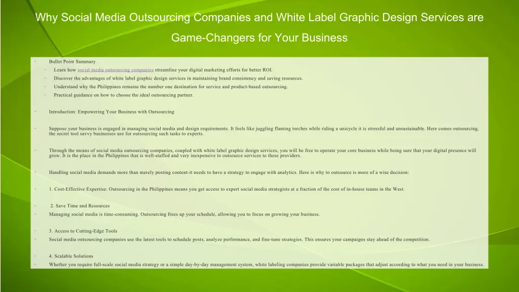 why social media outsourcing companies and white