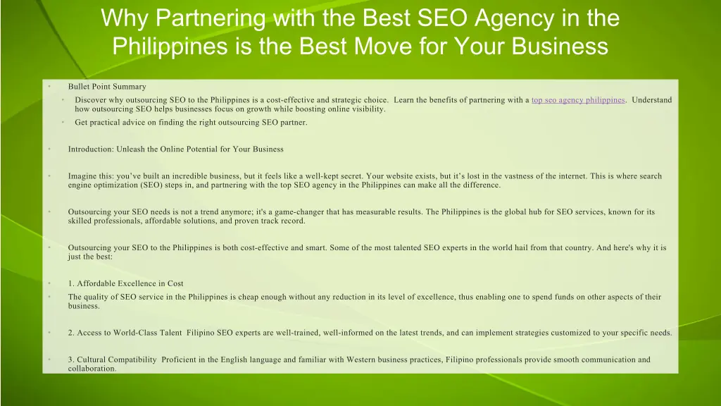 why partnering with the best seo agency