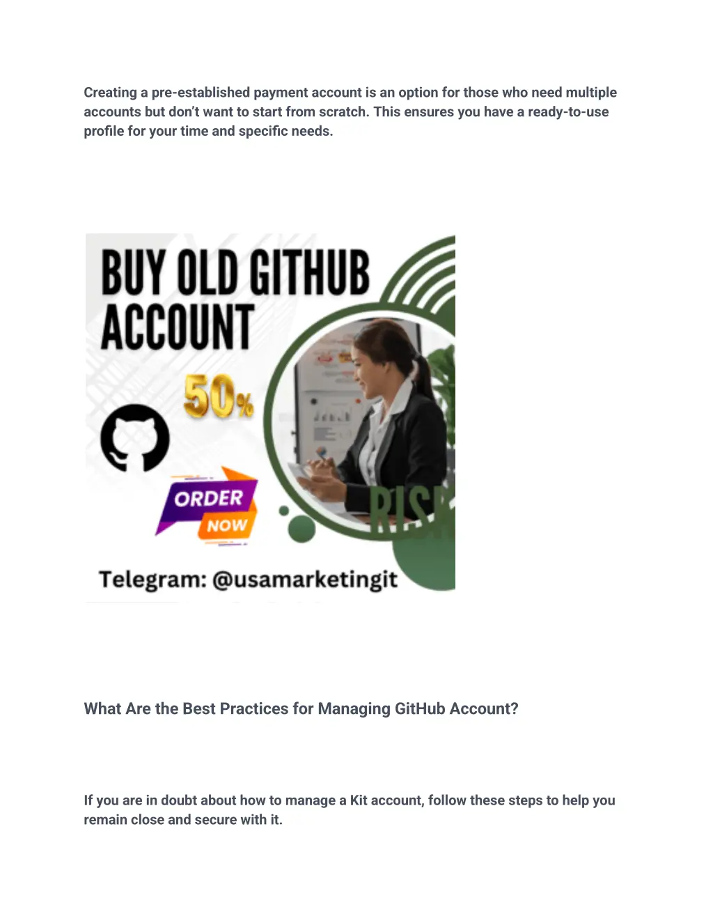 creating a pre established payment account