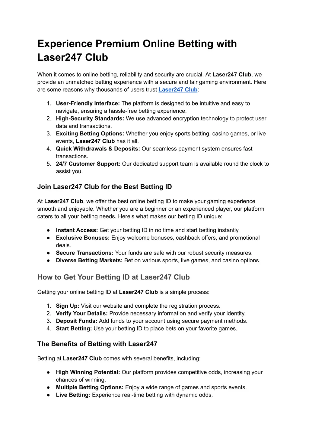 experience premium online betting with laser247