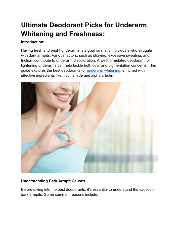 ultimate deodorant picks for underarm whitening