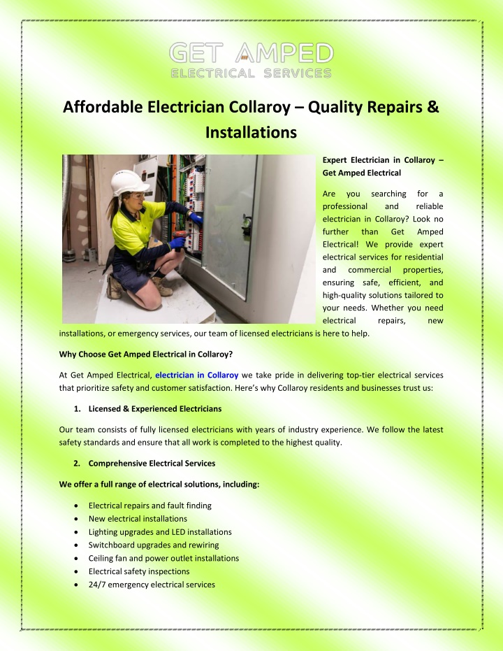 affordable electrician collaroy quality repairs