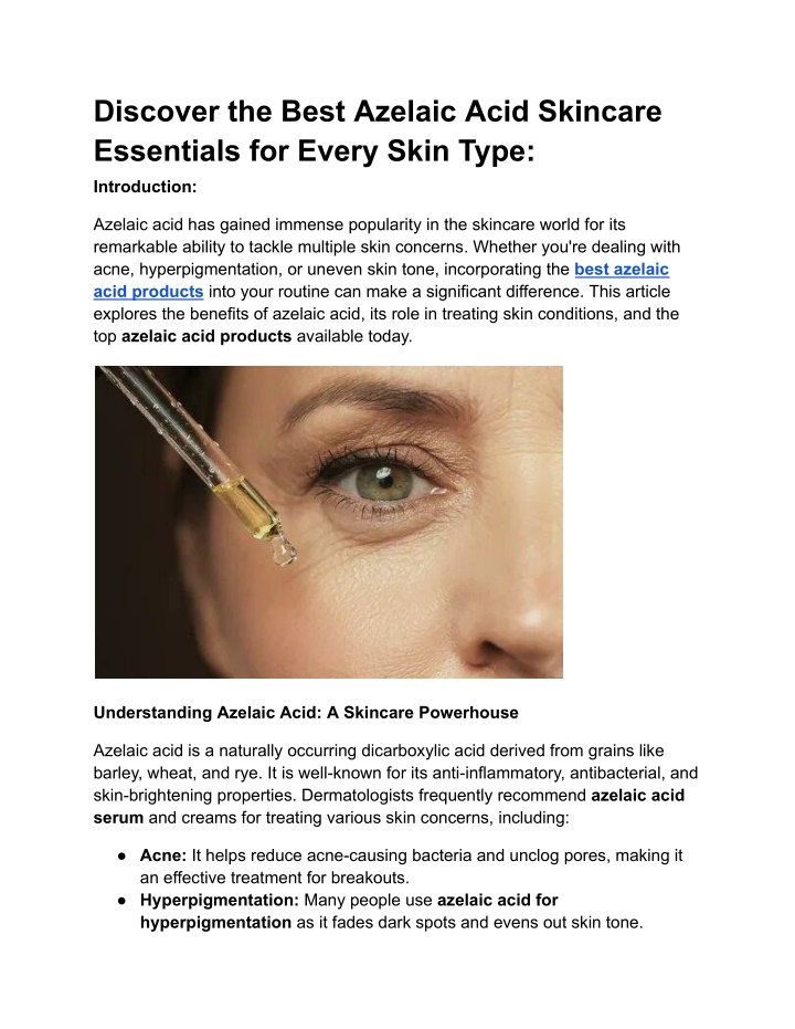 discover the best azelaic acid skincare