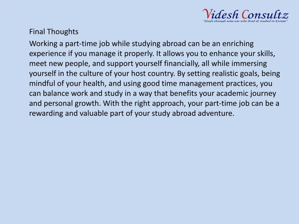 final thoughts working a part time job while