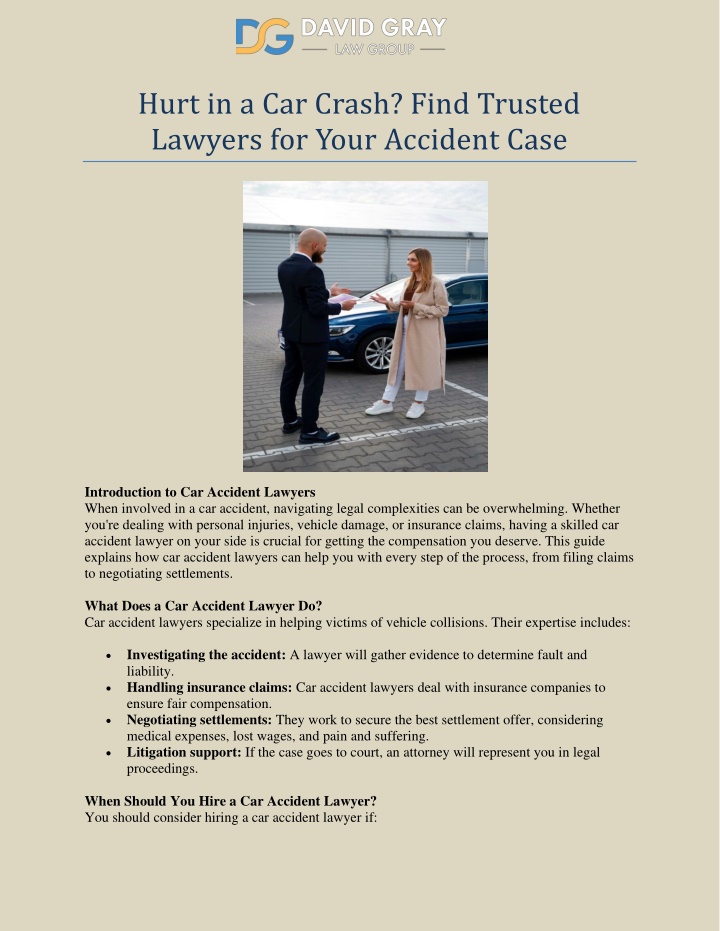 hurt in a car crash find trusted lawyers for your