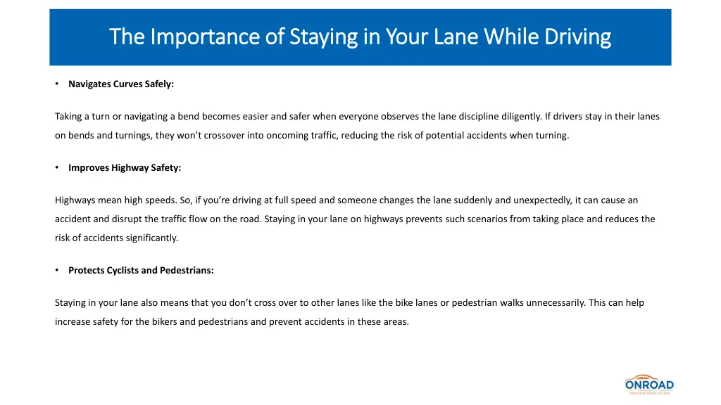 the importance of staying in your lane while 3
