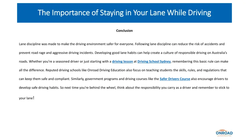 the importance of staying in your lane while 4