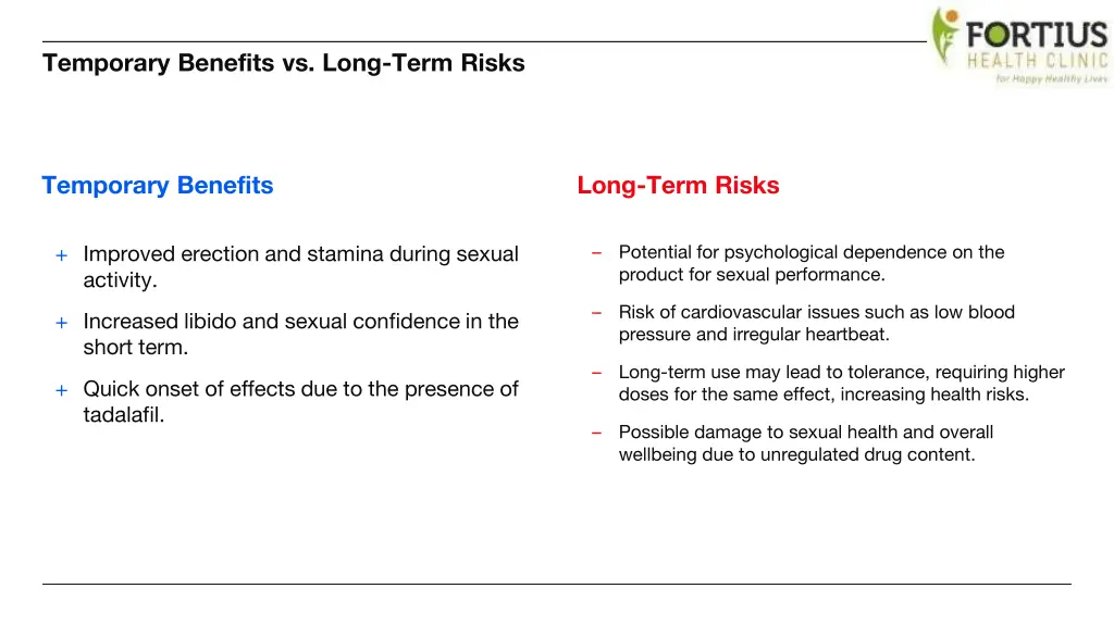 temporary benefits vs long term risks