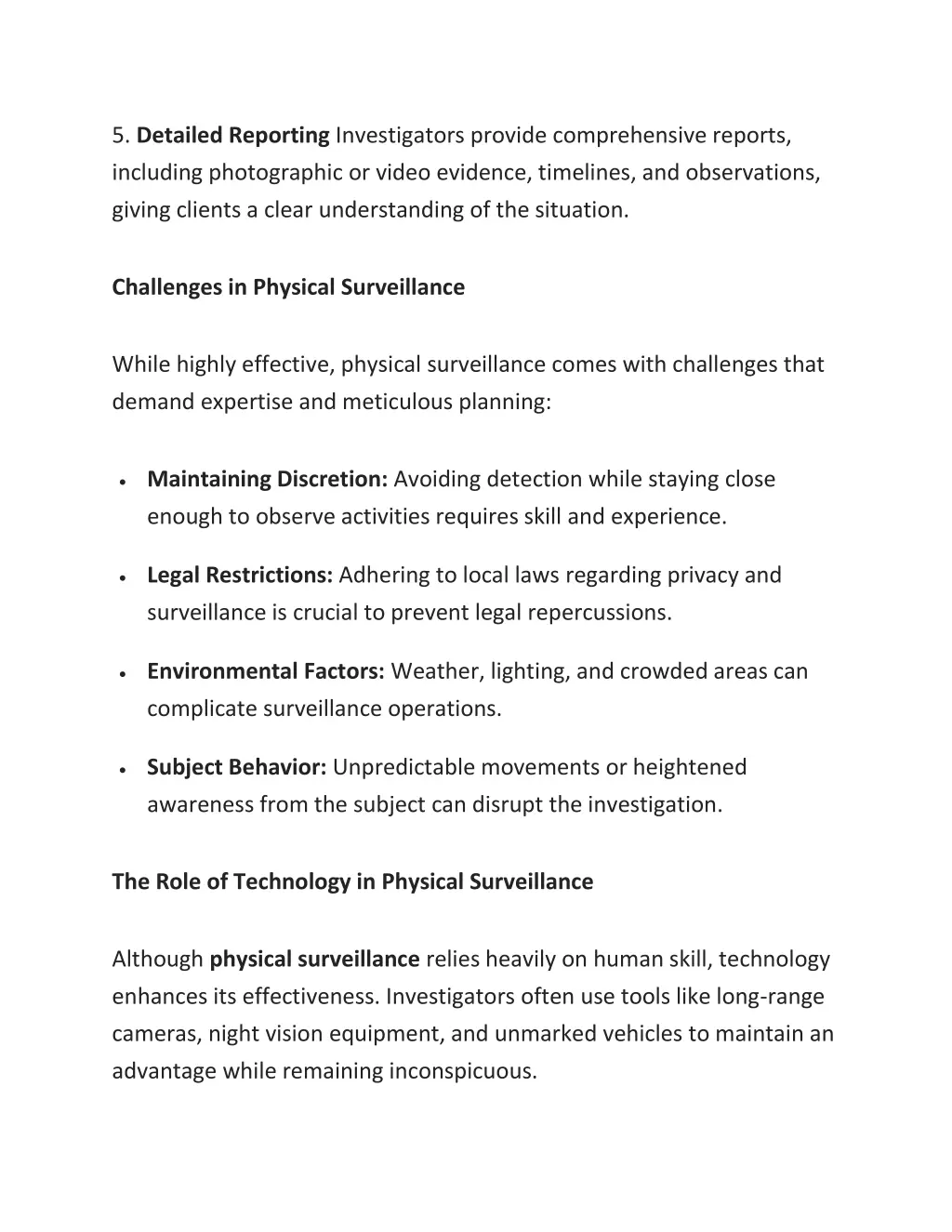 5 detailed reporting investigators provide