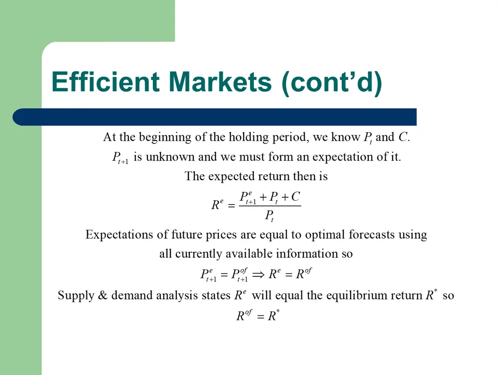 efficient markets cont d