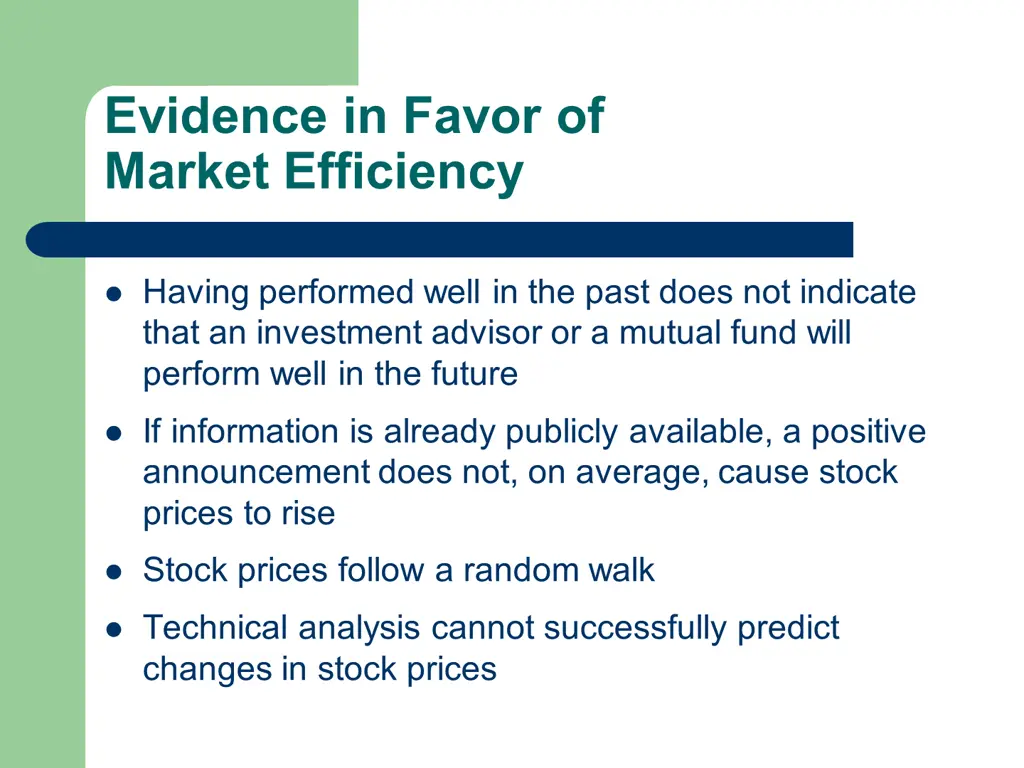 evidence in favor of market efficiency