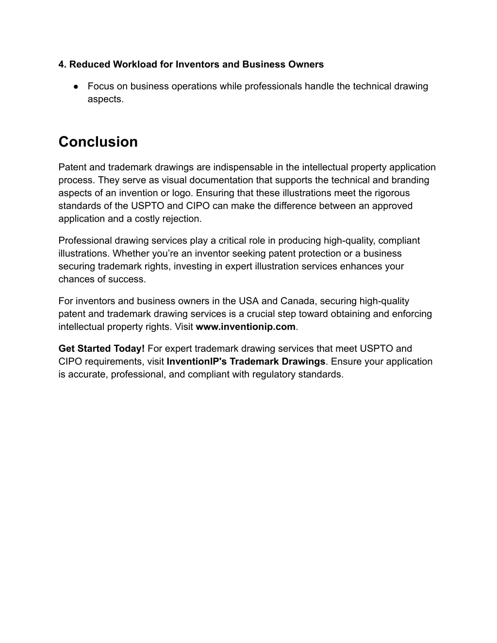 4 reduced workload for inventors and business