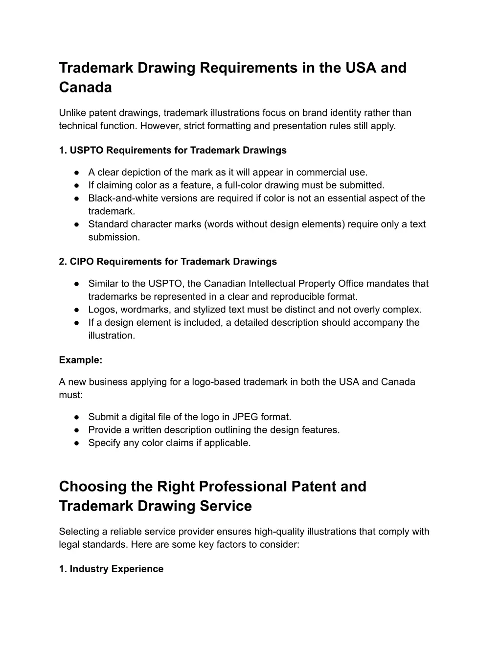 trademark drawing requirements