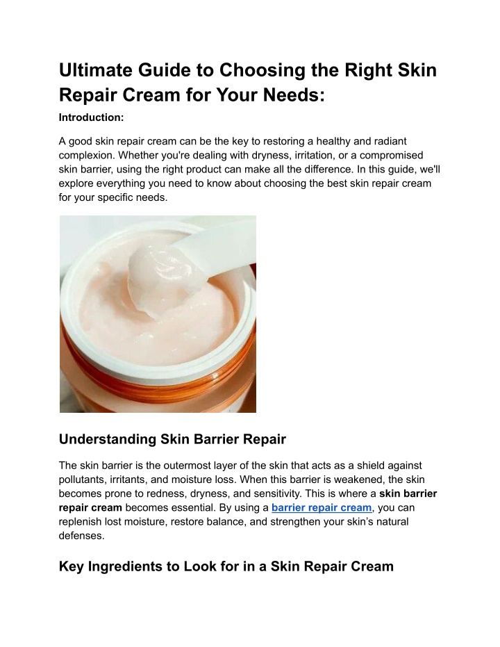 ultimate guide to choosing the right skin repair