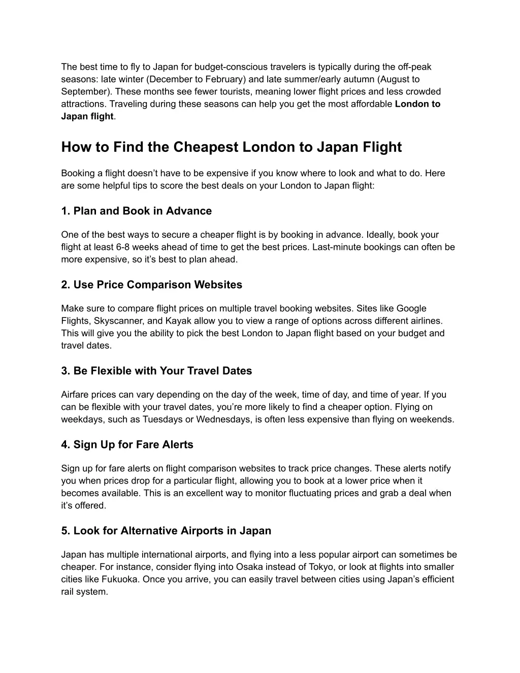 the best time to fly to japan for budget