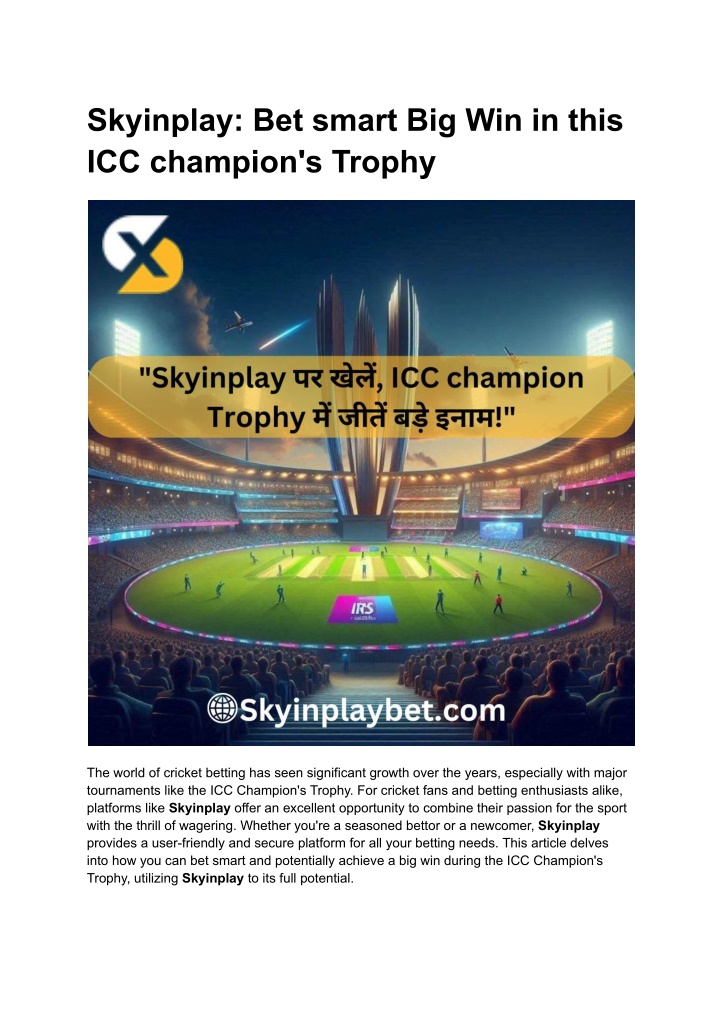 skyinplay bet smart big win in this icc champion